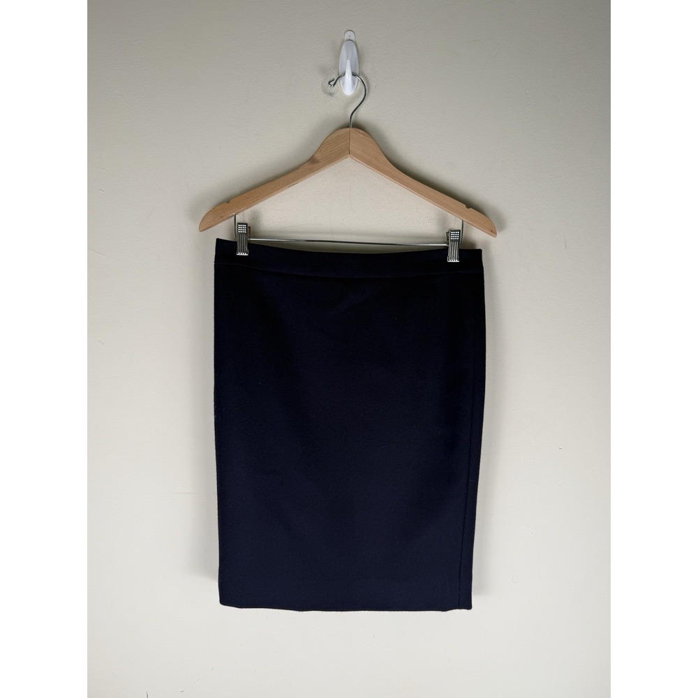 J Crew Navy Blue #2 Pencil Lined Skirt Wool Size 10 Petite Career Minimalist